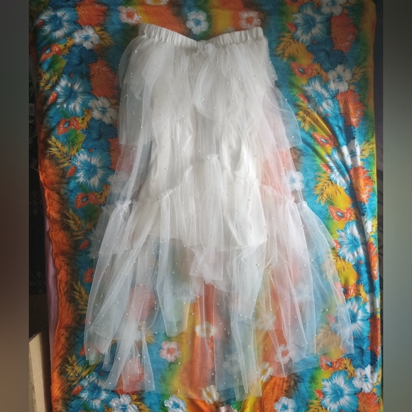 Anthropologie maeve tulle white skirt size L - Picture 7 of 8